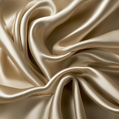 Fototapeta premium Luxurious champagne satin fabric with soft, flowing folds. Silky, smooth, and glossy texture, ideal for fashion, backgrounds, and interior design.
