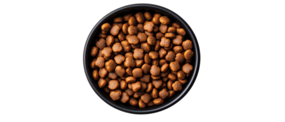 Bowl filled with nutritious pet food. transparent background