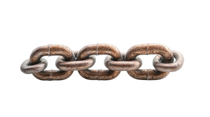 Close-up of a rusted metal chain symbolizing strength and connectivity. transparent background