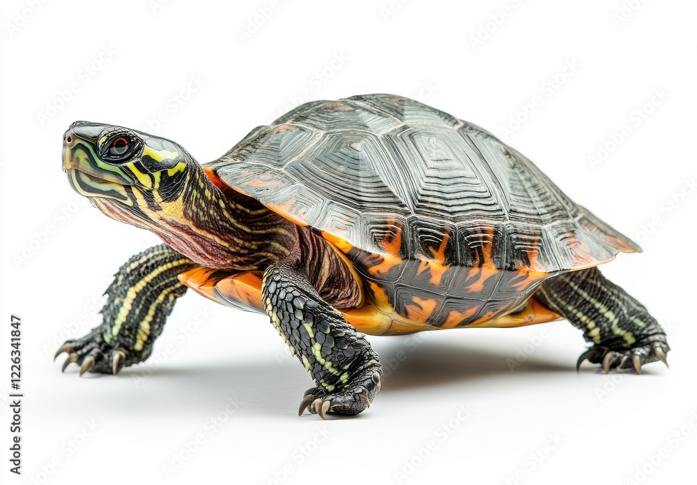 Aufkleber colorful turtle with intricate shell pattern and vibrant markings on a white background, showcasing 