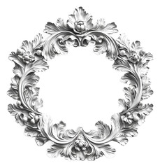 Floral circular decorative frame isolated on transparent background