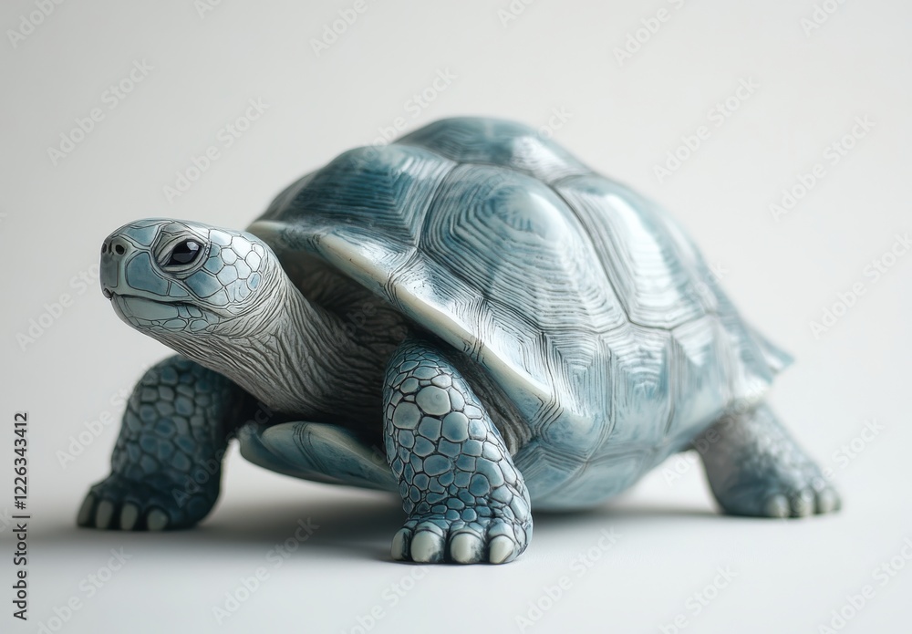 Poster detail of a beautifully crafted turtle sculpture showcasing unique textures and colors, highlighting