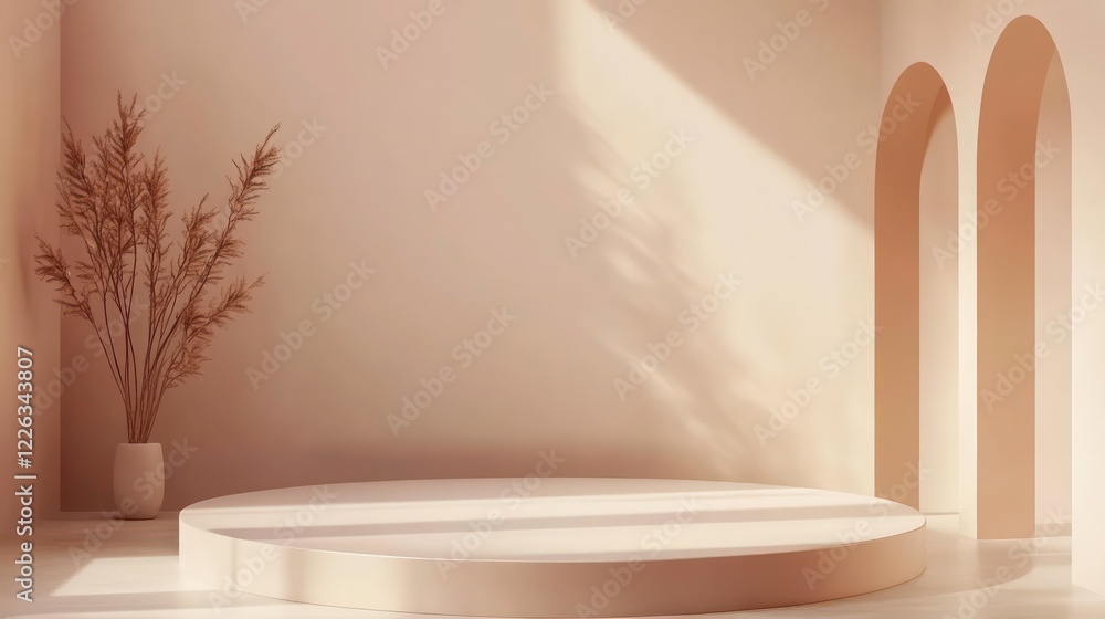 Poster empty room platform minimalist background for product presentation and object display. rendering, em