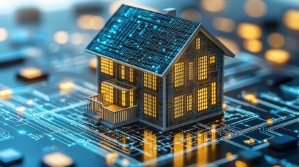 Obraz premium Sleek machine learning concept featuring abstract shapes and futuristic colors, designed for presentations, brochures, and technology-themed posters.