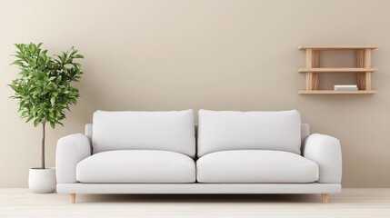 Minimalist living room interior design with sofa