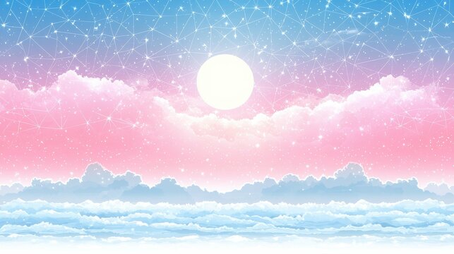 Innovative AI cover template with dynamic geometric patterns and modern aesthetics, ideal for posters, leaflets, and presentation slides in technology themes.