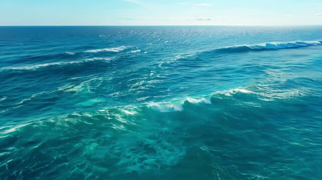 Serene Ocean Waves Under Clear Blue Sky - made with Generative AI