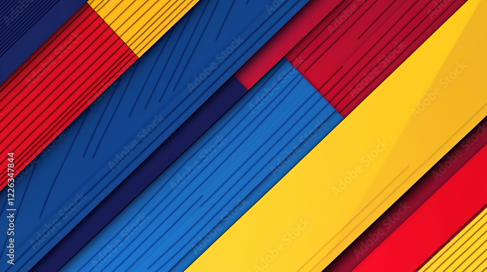 Poster abstract diagonal color block design with lines