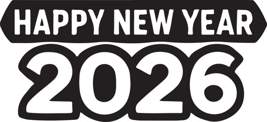 Happy new year icon silhouette vector with white background