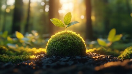 Eco-Friendly Environmental Management System Banner with Plant Growth Symbolizing Sustainability and Green Practices