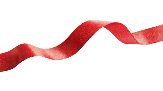 Elegant red ribbon flowing gracefully. transparent background