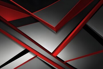 Abstract red black metal neutral line light silver with red overlap layers background Generative AI
