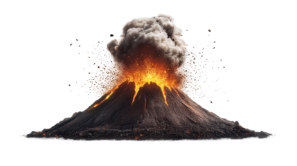 Volcanic Eruption's Fury: Capturing the raw, untamed power of nature, this image showcases a volcano in full eruption. Witness the fiery explosion as it spews lava and ash. 