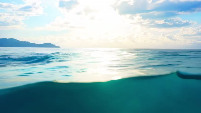 Breathtaking View of the Ocean Surface from an Underwater Angle - made with Generative AI