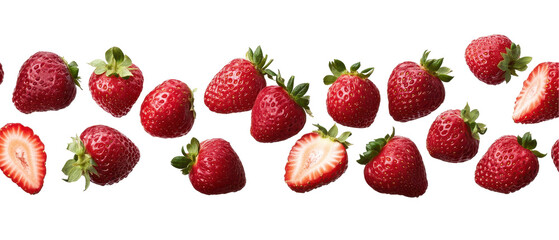 Burst of Red: A collection of vibrant, juicy strawberries, perfectly ripe and bursting with flavor. This image captures the essence of summer with its vivid red hues and natural freshness.