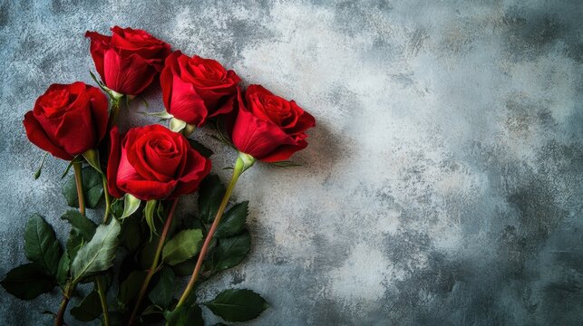 Red roses arranged on a textured background for a romantic celebration or gesture