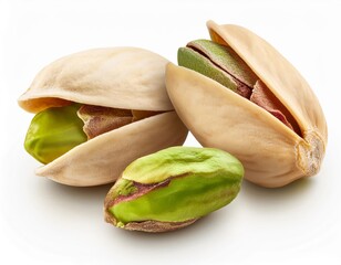 Close-up of pistachios on a white background, Generative AI