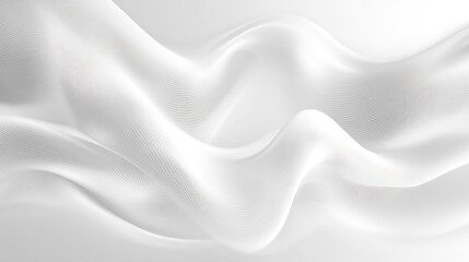Obraz premium Abstract white fabric waves, elegant, flowing textile texture.