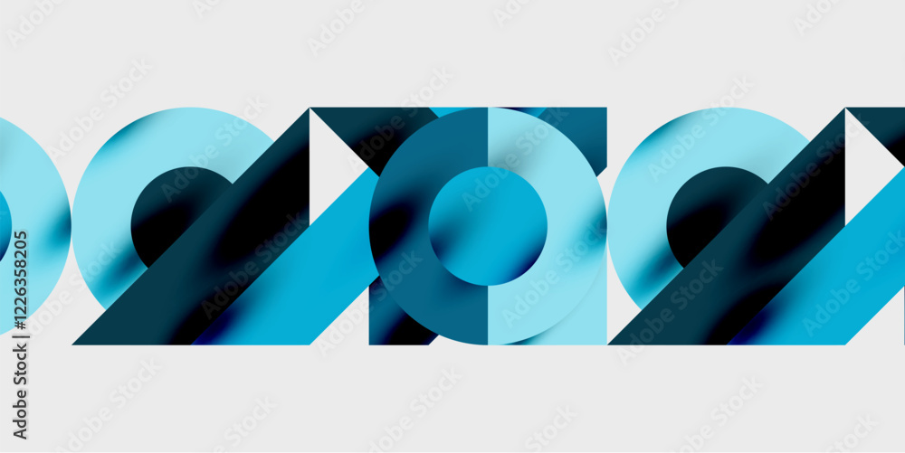 Poster Modern abstract background featuring circles, lines, and triangles in a dynamic geometric composition. Perfect for stylish, tech, or creative-themed designs