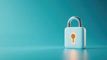 Fototapeta premium Glowing Icon of a Secure Lock Symbolizing Protection of Sensitive Banking Information and Safeguarding Privacy in Digital Transactions