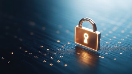 Secure Transaction Interface Featuring a Glowing Padlock, Emphasizing Safety in Digital Interactions and Cybersecurity Measures