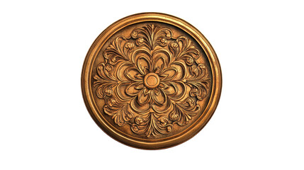 Intricate golden ornamental ceiling design. transparent background