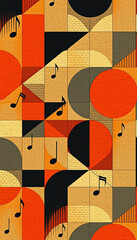 Musical pattern. Design for fabrics, wallpapers. Illustration with oil paint for printing on wall decorations