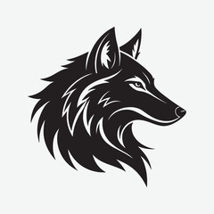 Naklejka premium Download a sleek, high-quality wolf face silhouette vector in solid black with a white background. Perfect for logos, prints, and digital projects. Scalable and detailed design for versatile use.