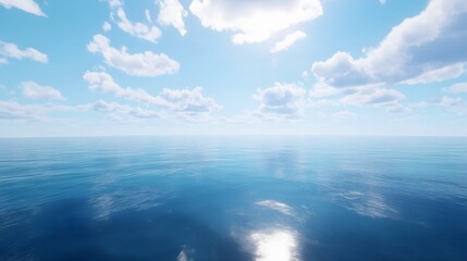 Obraz premium A calm, still sea stretching out towards a distant horizon