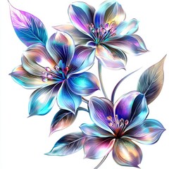 Fototapeta premium Vibrant and Colorful Abstract Floral Design with Glossy Petals and Luminous Accents