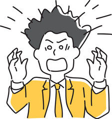 髪の毛が逆立つほど驚く男性