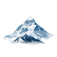Majestic snow-capped mountain peak view. transparent background