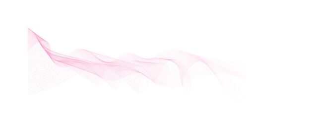 Abstract pink smooth flowing wave lines on a white background. Dynamic sound wave element design. stock illustration