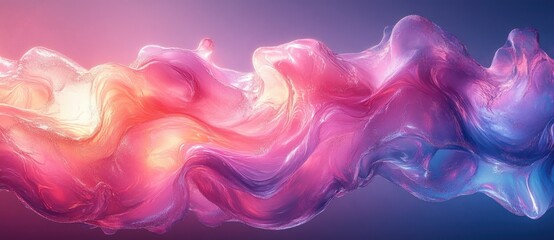 Fototapeta premium Vibrant Fluid Abstract Background with Wavy Iridescent Shapes and Dreamlike Atmosphere