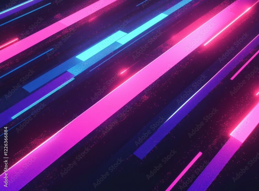 Poster vibrant abstract futuristic design with diagonal lines and soft glowing effects in vaporwave style