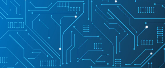 Abstract background electronic print circuit dot ,technology lines circuit and dots on blue background.