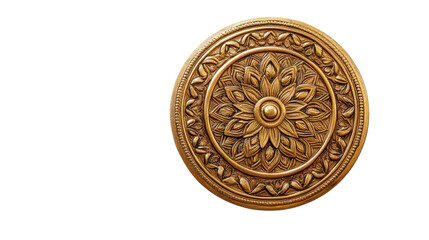 Ornate golden decorative wall art piece. transparent background