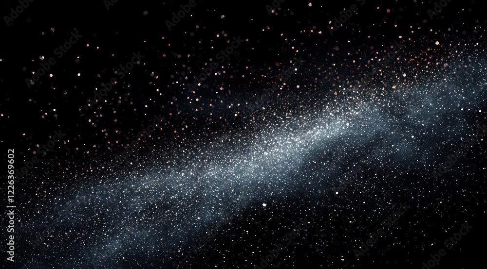 Poster cosmic star field ethereal atmosphere with sparkling particle effects and soft light on black backgr