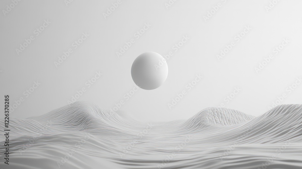 Poster flyer mockup floating above a monochrome background with simple clean lines