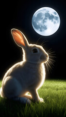 rabbit on the grass with sky