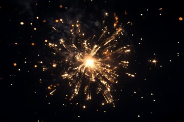Golden Sparkler Fireworks Display Against Night Sky