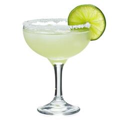 Refreshing margarita with lime garnish. transparent background