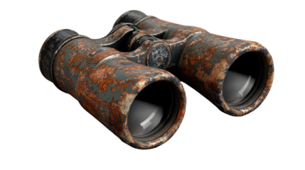 Rustic binoculars for outdoor adventures. transparent background