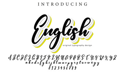 English Font Stylish brush painted an uppercase vector letters, alphabet, typeface
