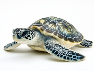Obraz premium Realistic and Detailed Depiction of a Loggerhead Turtle Swimming Gracefully in Crystal Clear Water Environment