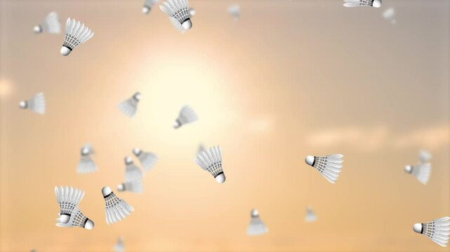 Shuttlecocks in Motion Against Sunset