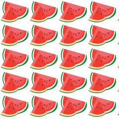 Seamless pattern with watermelons on a white background.