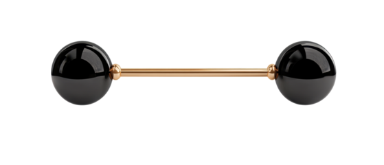 Stylish black and gold barbell for fitness. transparent background