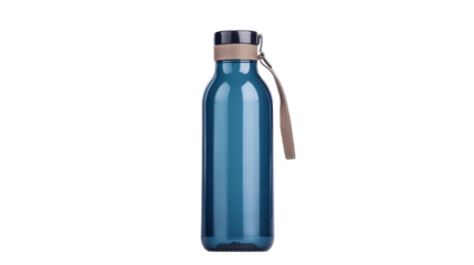 Stylish blue water bottle with a modern design. transparent background