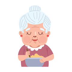 Grandmother mixing ingredients